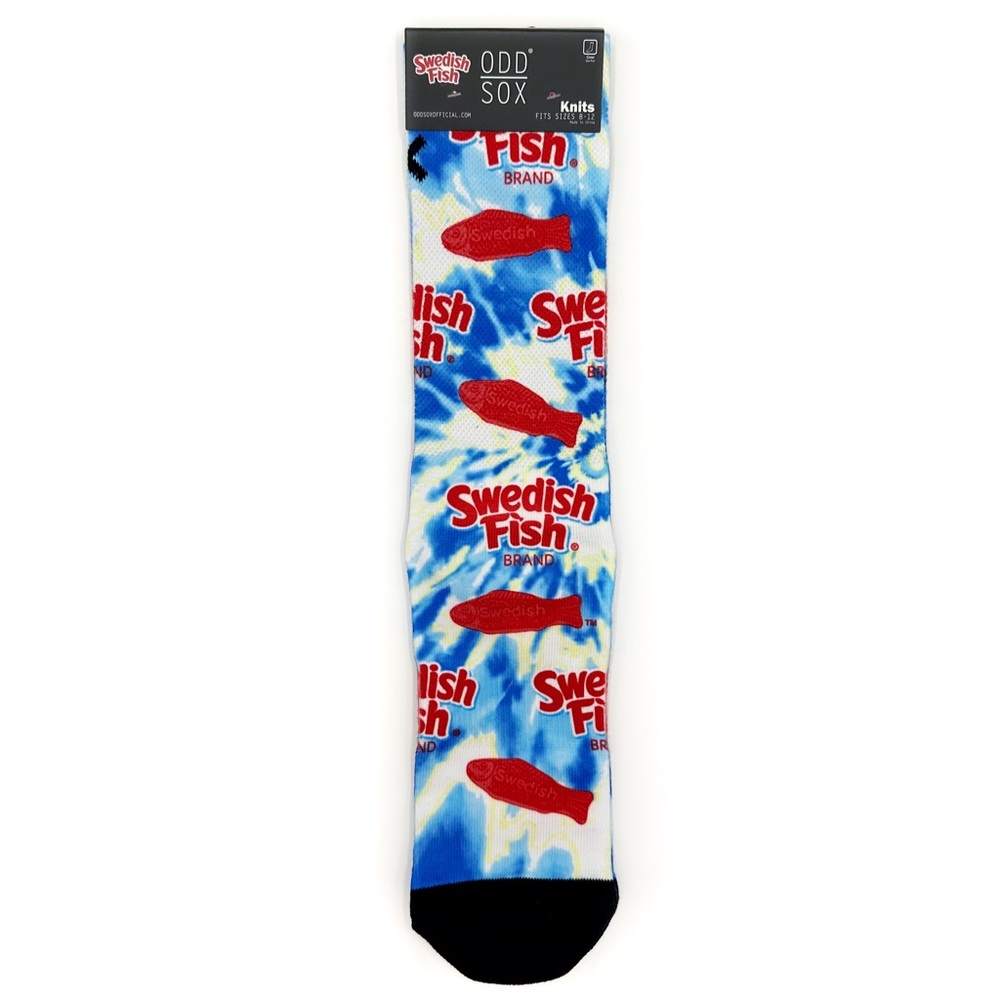 Odd Sox Swedish Fish Candy Crew Socks Mens Womens Tie Dye Novelty Gift Blue Red